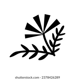 black and white flower branch vector template set for cutting and printing