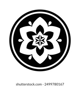 Flor blanca y negra en círculo