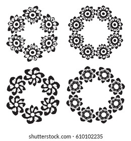 black and white  flower  design  vector eps.10