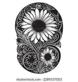 Schwarz-Weiß-Blumen-Bearbeitungs-Datei 