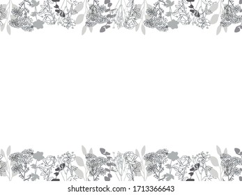 fondo del marco floral blanco y negro