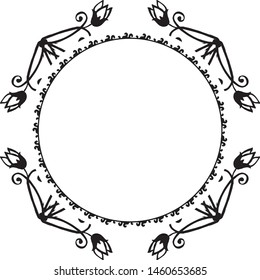 Black and white flower frame, template and design of greeting card. Vector
