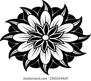 black and white flower icon