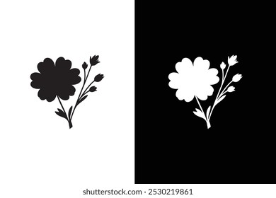 Flor en blanco y negro. Icono de la flor. Colección de Elementos de flores.