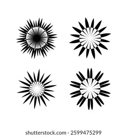 black and white flower icon set