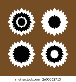 black and white flower icon set