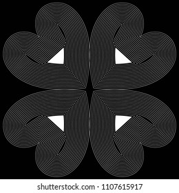Black and white flower from love hearts