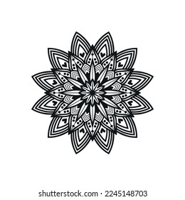 Black and white flower mandala art