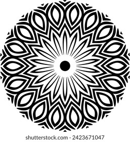  black and white flower Mandala decorative round ornament. Can be used for greeting card, phone case print, etc. Hand drawn background, 