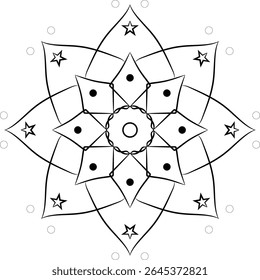 black and white flower mandala desigen eps 10