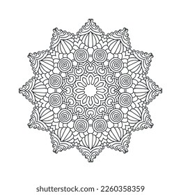 Black and white flower mandala designs. New mandala art vector illustration