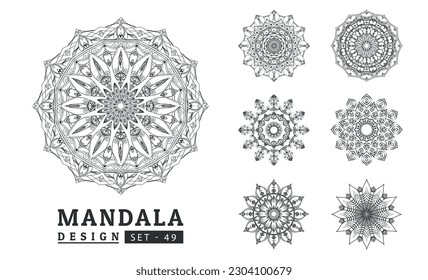Schwarz-Weiß-Blumenmotive-Set. Neue mandalische Kunstvektorgrafik