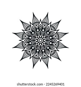 Black and white flower mandala vector