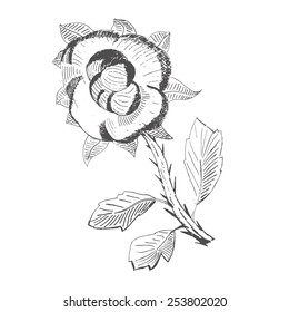 Black and white flower on a white background