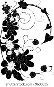 black and white flower ornament on white background