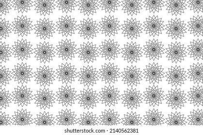 Black and white flower outline pattern. Islamic theme abstract vector background. Suitable for design template and element.