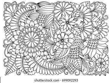 Flower Pattern Vector Doodle Flowers Black Stock Vector (Royalty Free ...