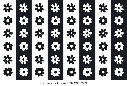 black and white flower pattern by zebra stripes Seamless floral For Printing wall textile