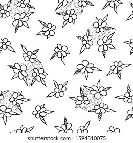 Black and white flower seamless pattern.