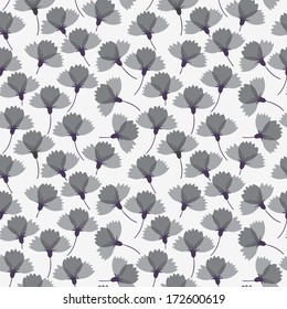 Black and white flower seamless pattern