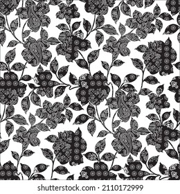 Seamless Flowers Pattern On Chains Background Stock Vector (Royalty ...