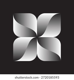 Vetor editável fundo escuro do logotipo da forma da flor branca preta