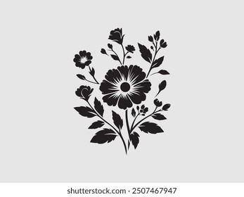 A black and white flower silhouette design vector
