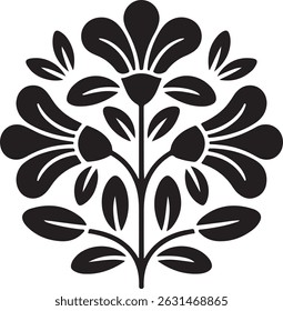 black and white flower silhouettes vactor file Generative AI