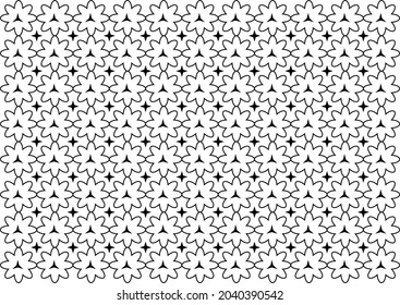 flor y patrón de estrellas en blanco y negro