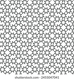 black and white flower and star pattern.seamless background of stars


