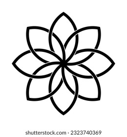 black white Flower symbol isolated on white background