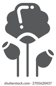 Eine schwarz-weiße Blume mit drei Stielen und einem Fragezeichen