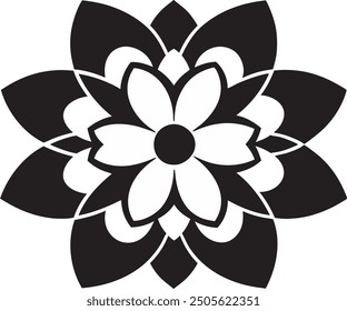 black and white flower vector 