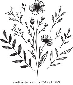 black and white flower vector art