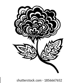 Schwarz-Weiß-Blume, Vektorgrafik. 