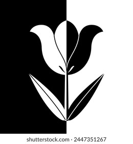 Ilustración vectorial floral en blanco y negro.
