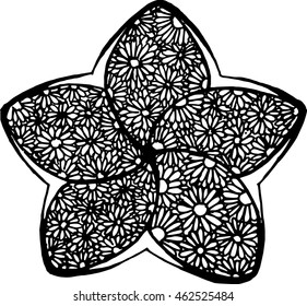 black and white flower vector on white background.