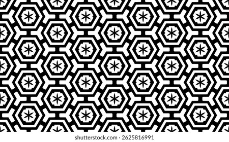 Vetor de flor preto e branco Padrão sem emenda com formas geométricas.