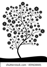 Black and white flowering plant vector