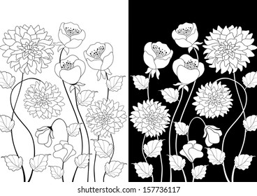 Black and white flowers