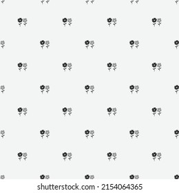 BLACK AND WHITE FLOWERS IN WHITE BACKGROUND FLAT MINIMALIST SEAMLESS PATTERN