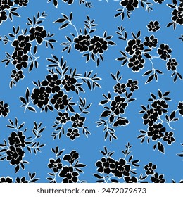 Black and white flowers background. vector seamless pattern. Vector modern art illustration for printing on wallpaper, fabric, cover, template.