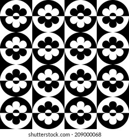 Black and white flowers in the circle