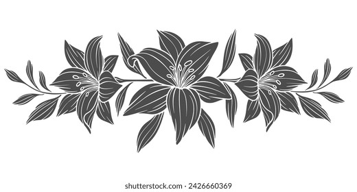 flores blancas y negras. patrón de flores plantilla vector diseño vector eps