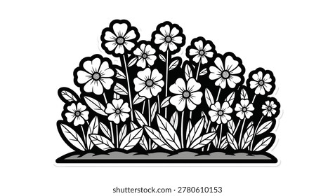 Black and white flowers illustration