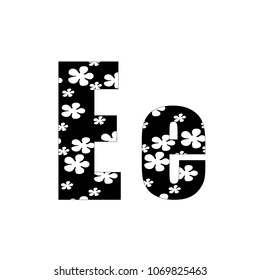 Black and white flowers letter E logo design template. Stylish vector icon