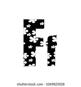 Black and white flowers letter F logo design template. Stylish vector icon