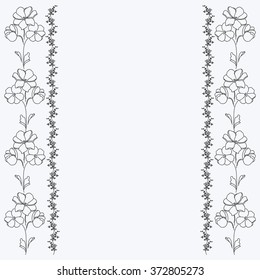 Black and white flowers motif, photo frame, border.