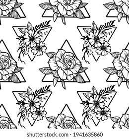 Black and White flowers seamless pattern for beautiful fabric