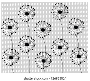 black and white flowers textile pattern